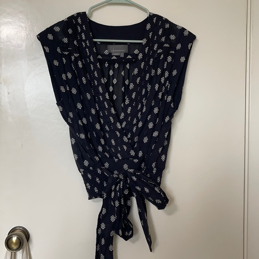 Anthropologie: Tie Waist Surplice Blouse